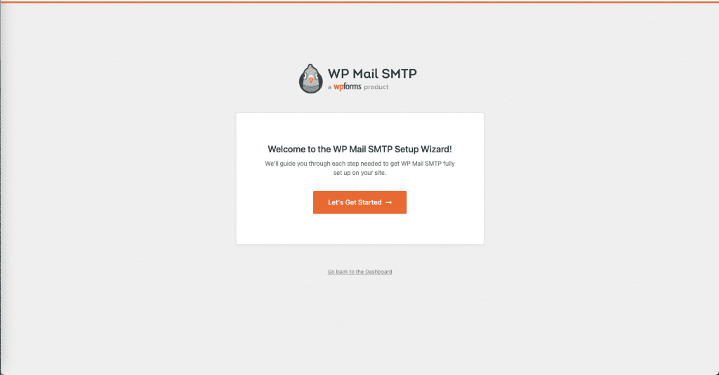 WP Mail SMTP를 설치하고 활성화한 직후의 모습입니다. 이제부터 SMTP 설정을 시작합니다.
