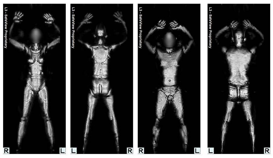 공항 검색대에 사용되는 Body scanner에서 획득한 이미지 모습. 

