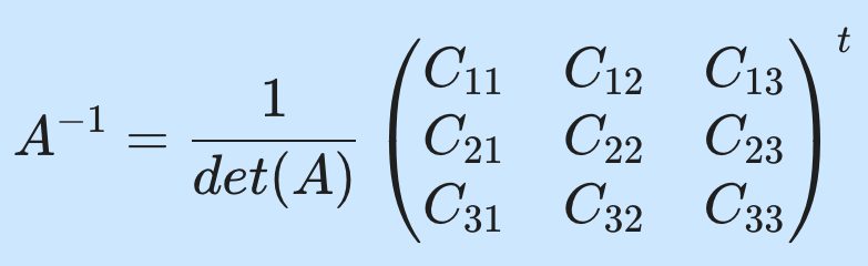 역행렬 계산 공식