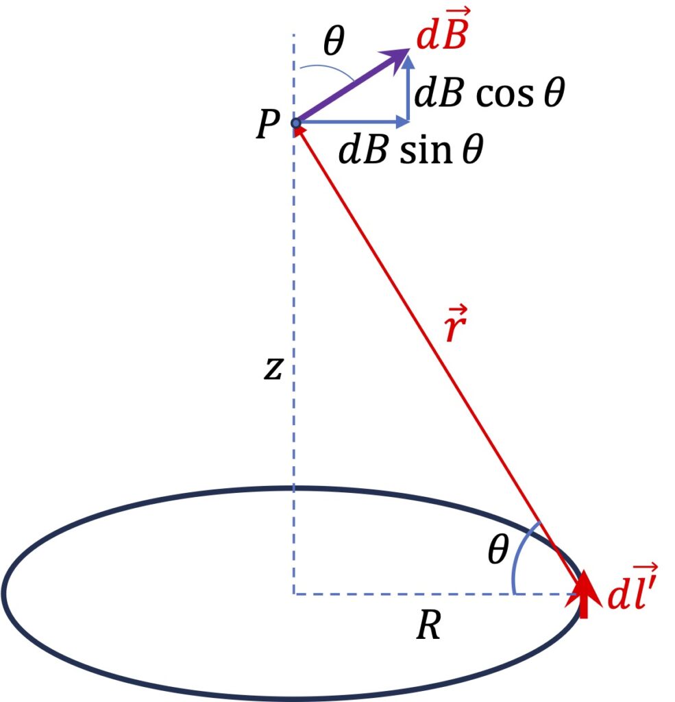 [그림 3] 원형고리에 의한 자기장